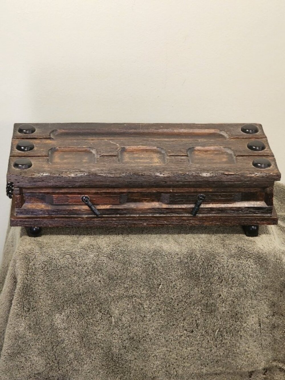 Vintage Men's Wooden Dresser Valet Jewelry Box - Made in Japan
